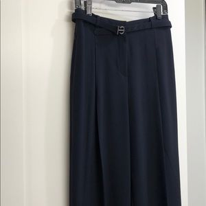 Elie Tahari navy blue wide leg trousers